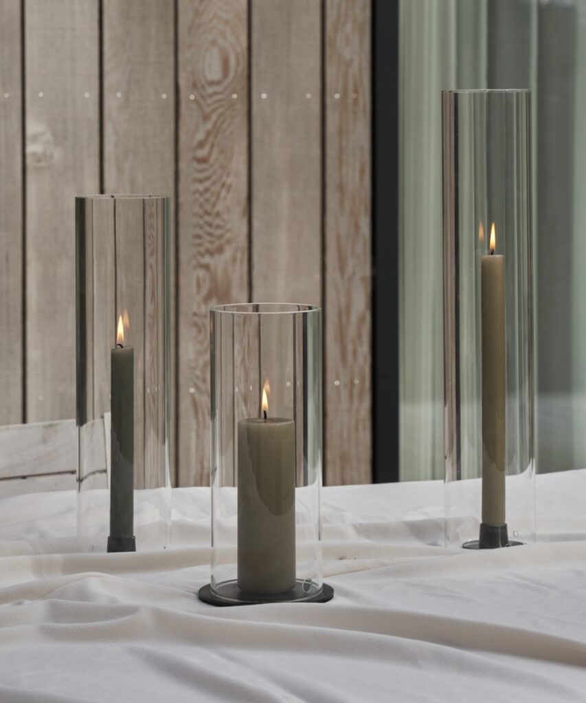 ester & erik hengeres üveg gyertyatartó és lángvédő